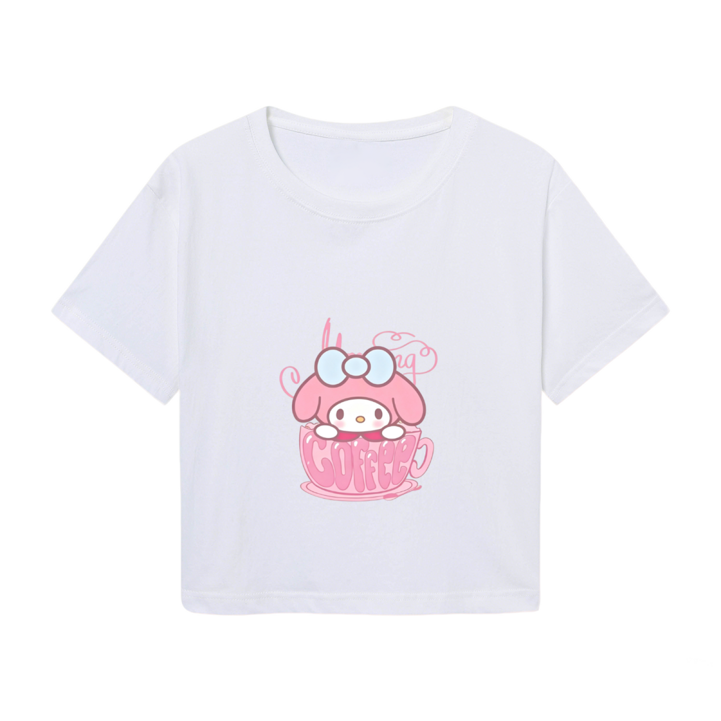 Coffee Cup My Melody White Cropped Top