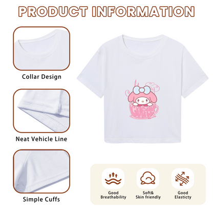 Coffee Cup My Melody White Cropped Top
