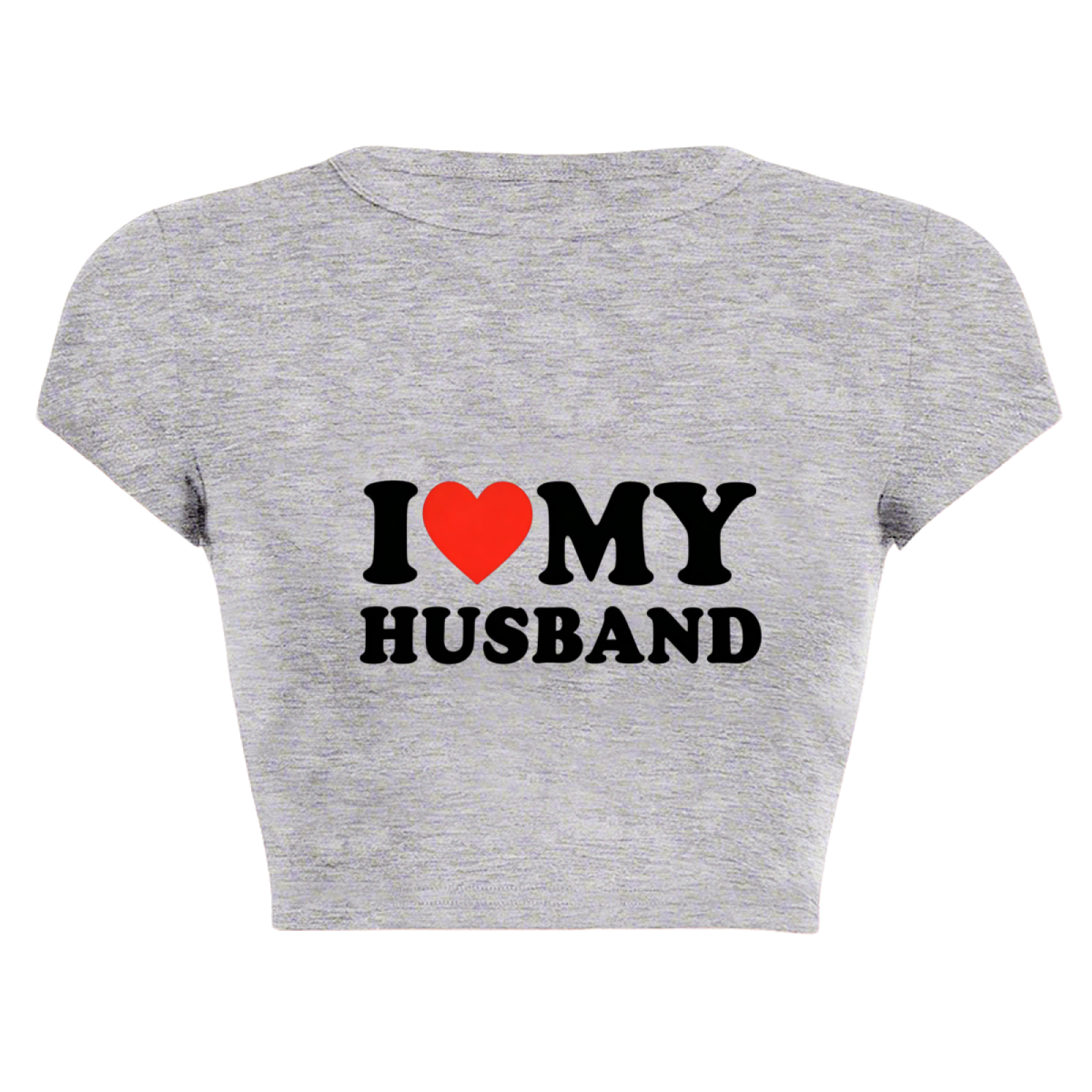 Classic I Love My Husband Heart Grey Casual Crop Top