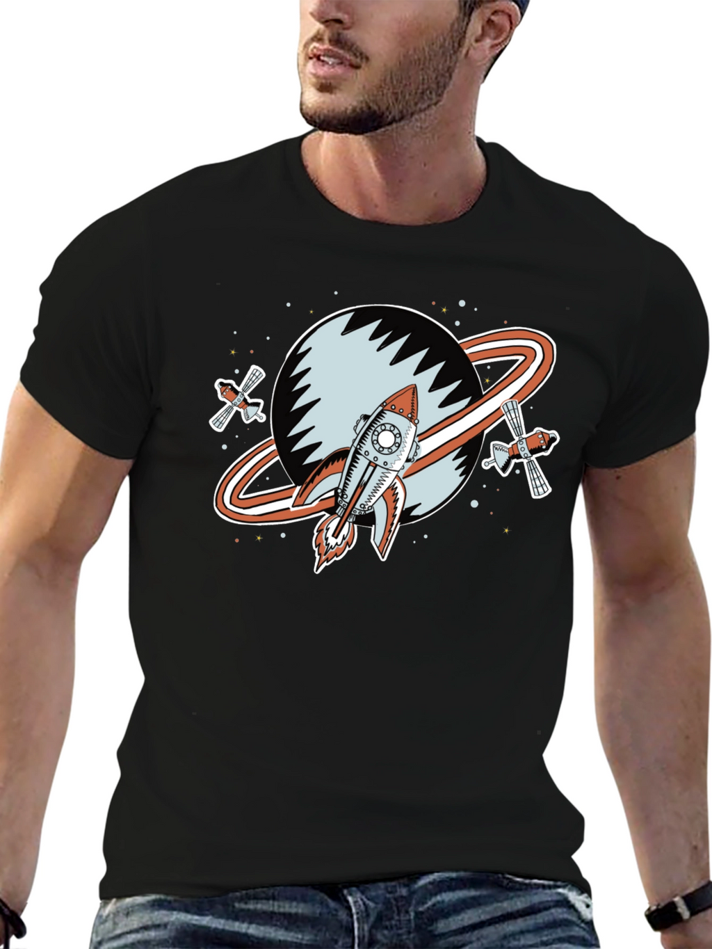 Retro Space Rocket Graphic Tee