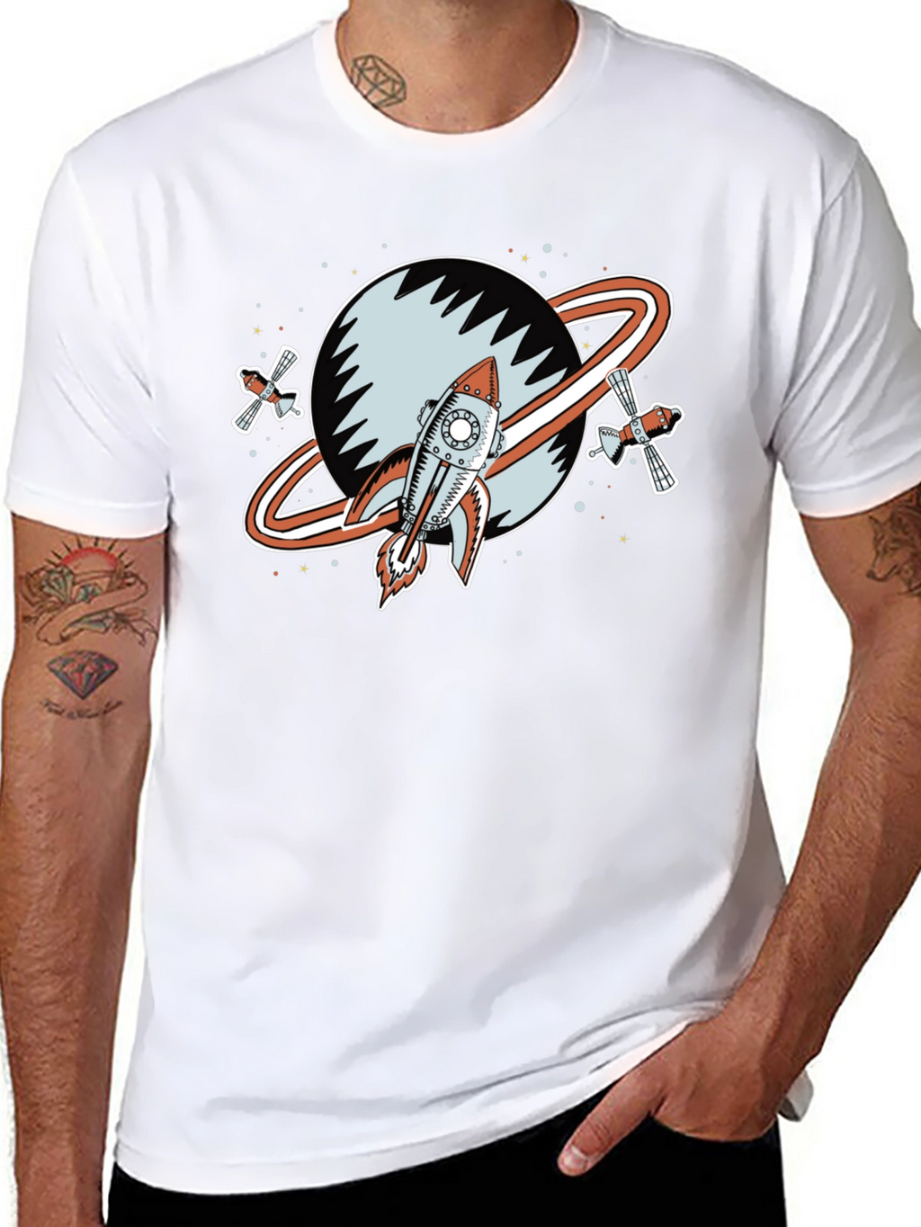 Retro Space Rocket Graphic Tee