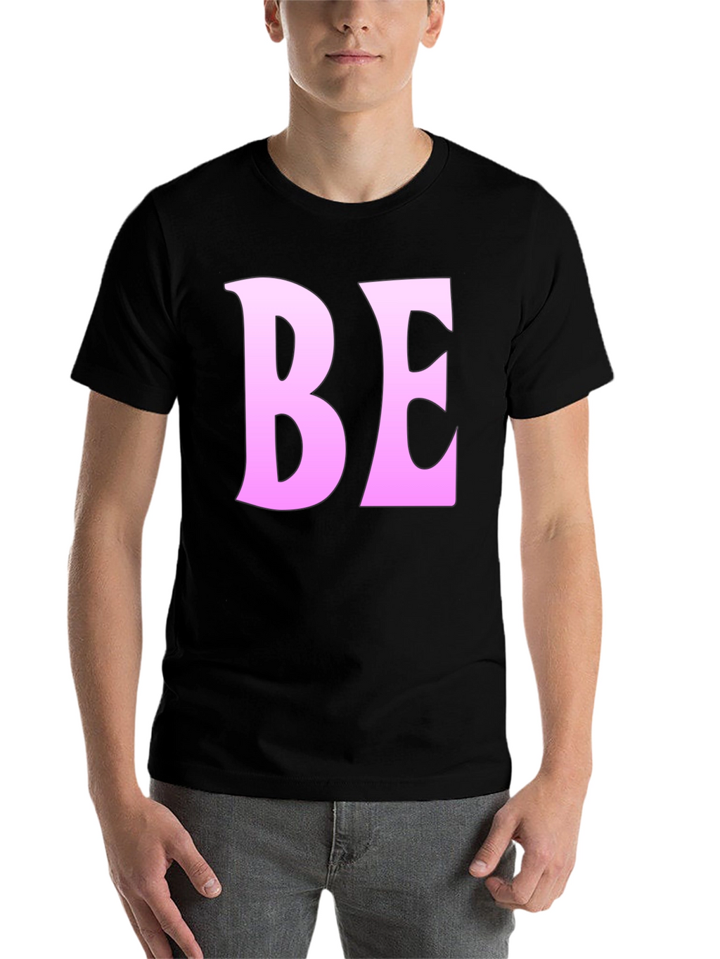 Black T-Shirt with Pink BE Print
