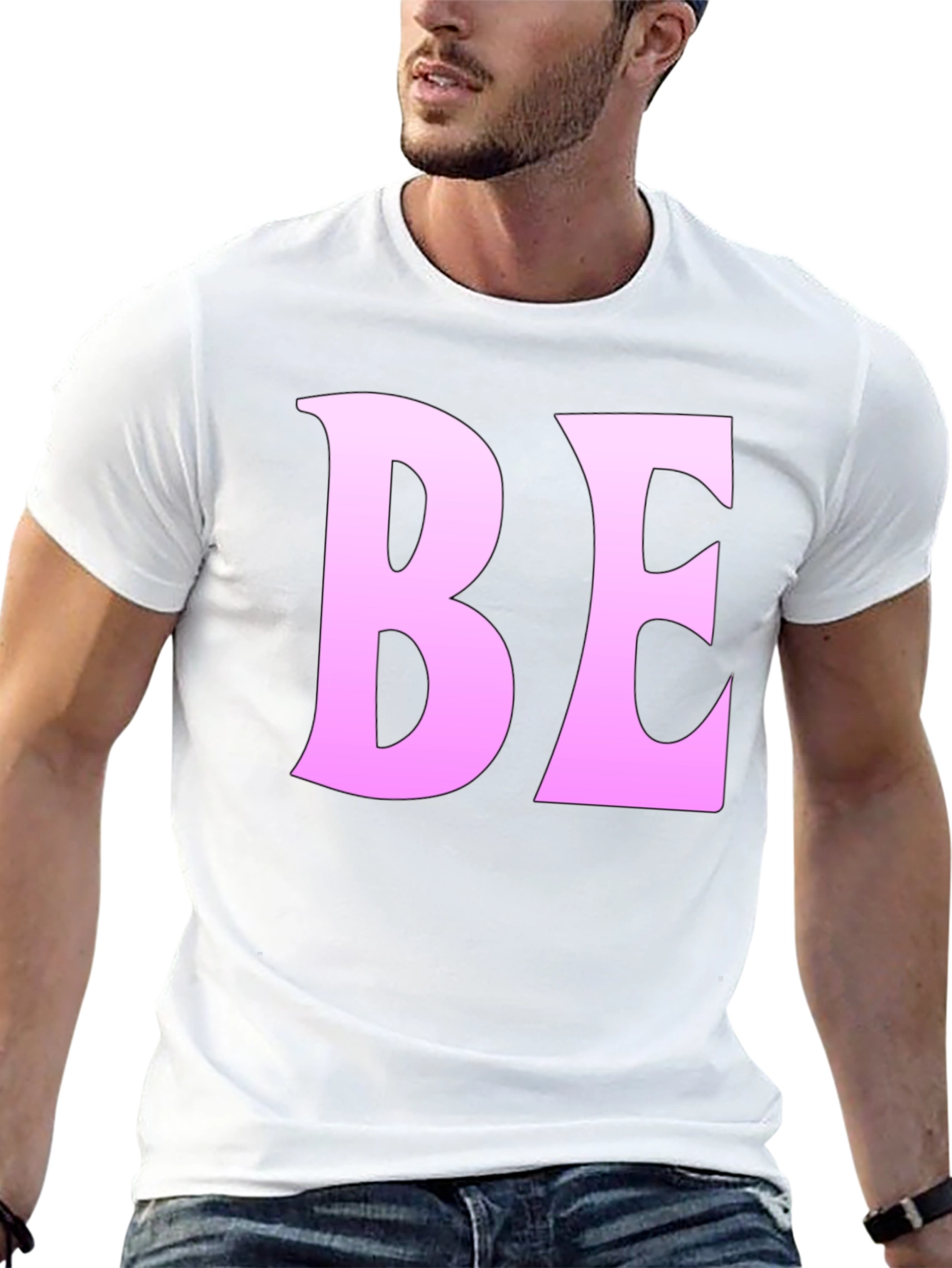 Black T-Shirt with Pink BE Print