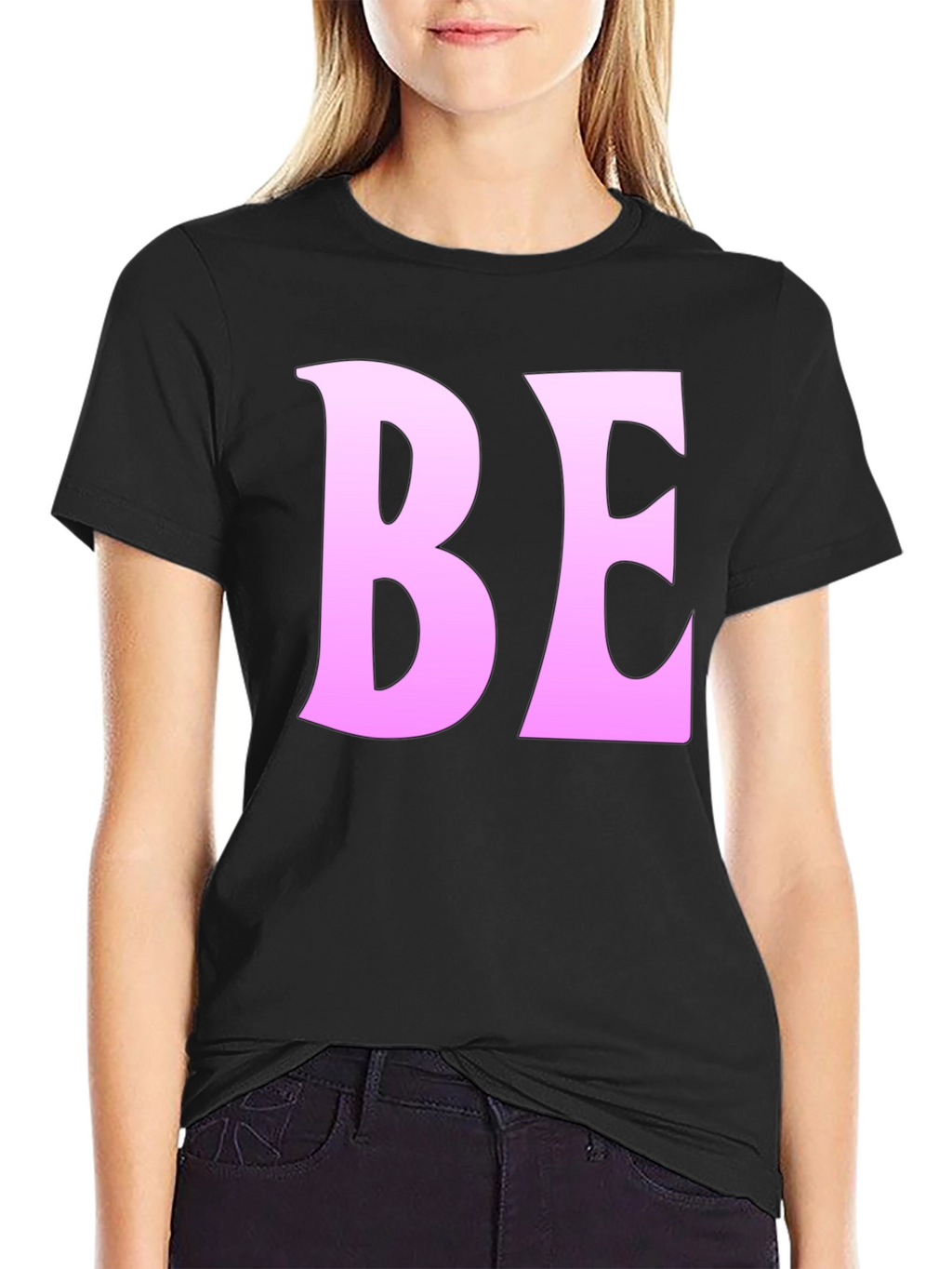 Black T-Shirt with Pink BE Print