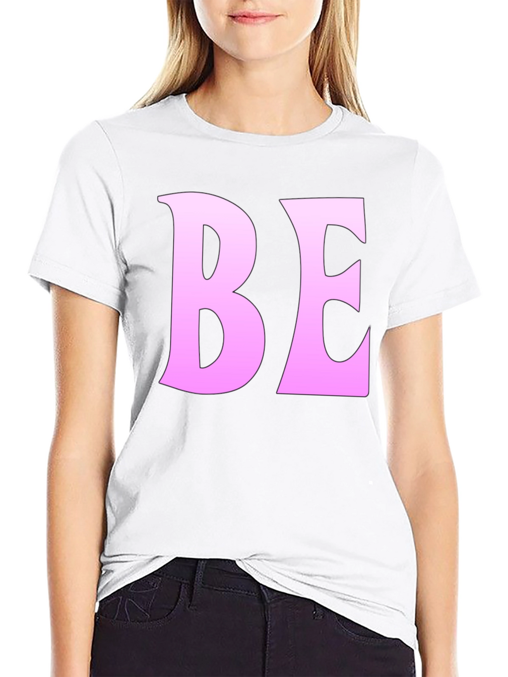 Black T-Shirt with Pink BE Print