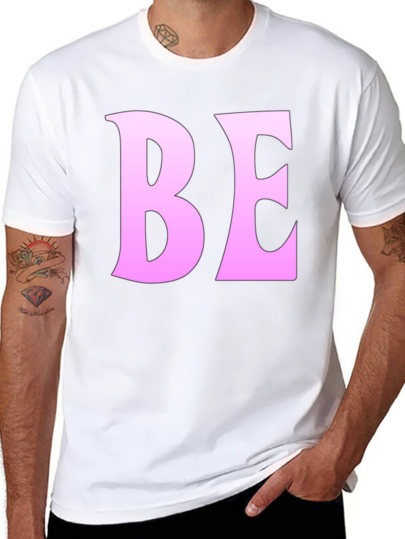 Black T-Shirt with Pink BE Print