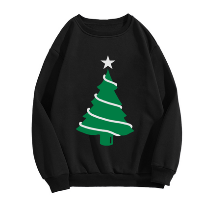Festive Minimalist Christmas Tree with Star Crewneck Sweatshirt for Holiday Events and Cozy Seasonal Style