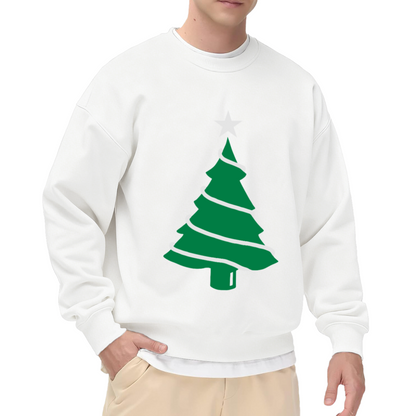Festive Minimalist Christmas Tree with Star Crewneck Sweatshirt for Holiday Events and Cozy Seasonal Style
