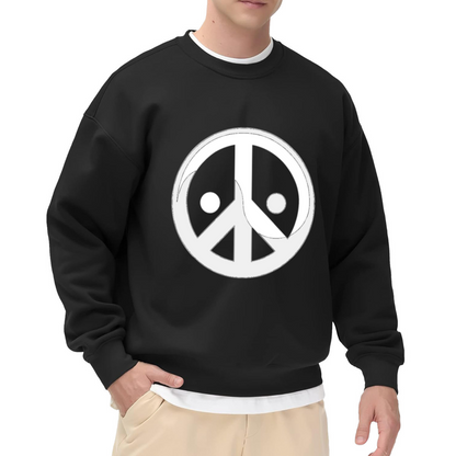 Smiley Peace Sign Crewneck Sweatshirt - Retro Hippie Graphic Pullover, 60s Vintage Streetwear, Groovy Flower Power Top