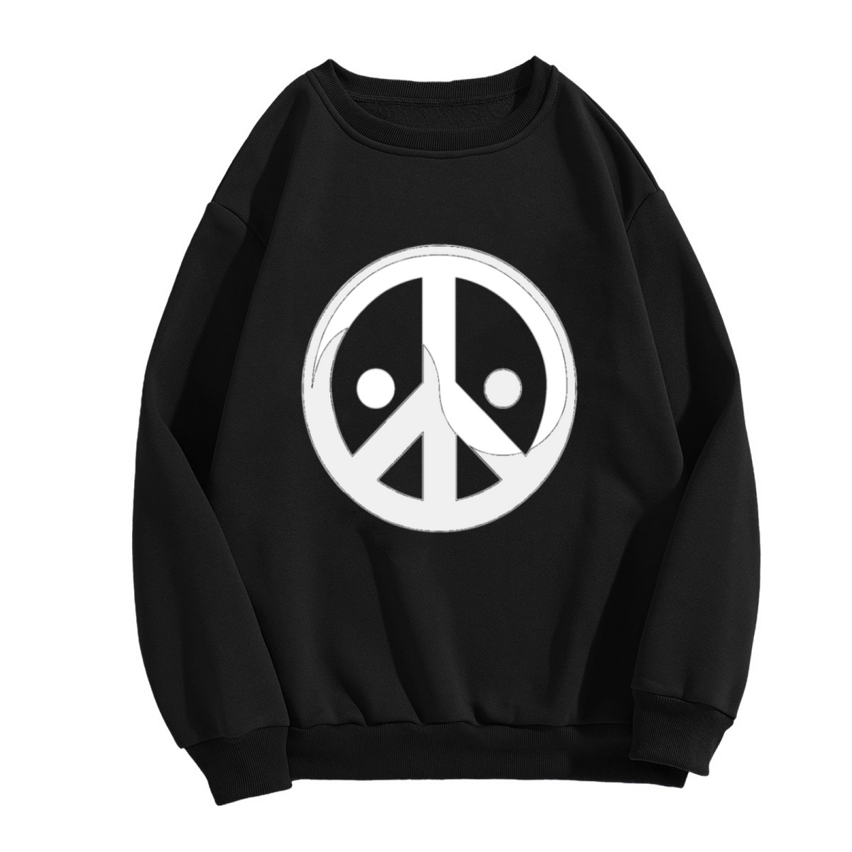 Smiley Peace Sign Crewneck Sweatshirt - Retro Hippie Graphic Pullover, 60s Vintage Streetwear, Groovy Flower Power Top