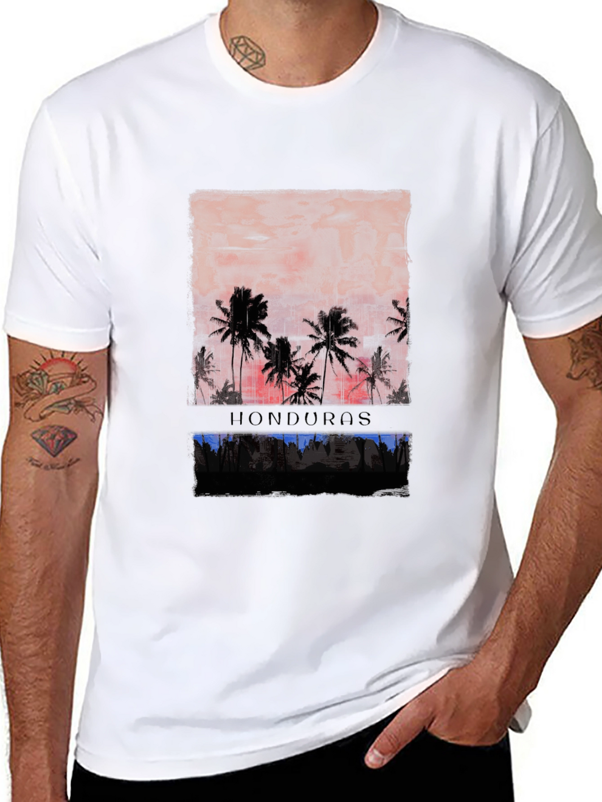 Honduras Palm Tree Sunset Graphic T-Shirt