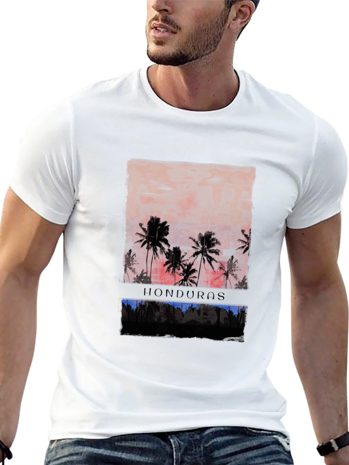 Honduras Palm Tree Sunset Graphic T-Shirt
