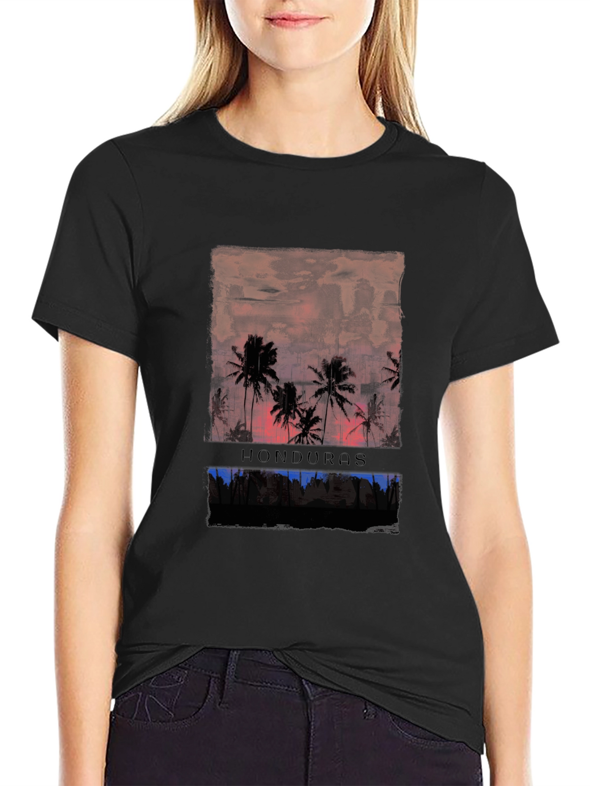 Honduras Palm Tree Sunset Graphic T-Shirt