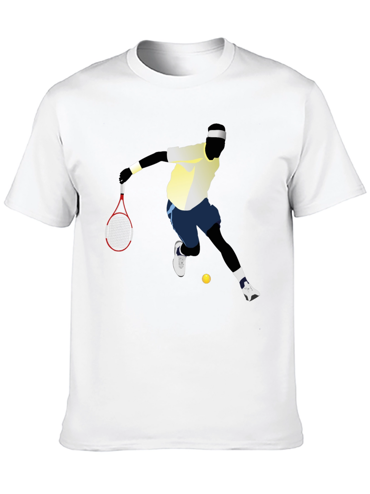 Tennis Player Graphic Tee - Black Cotton T-Shirt