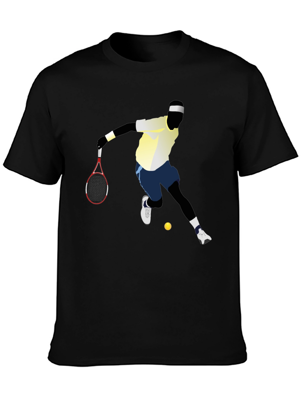 Tennis Player Graphic Tee - Black Cotton T-Shirt