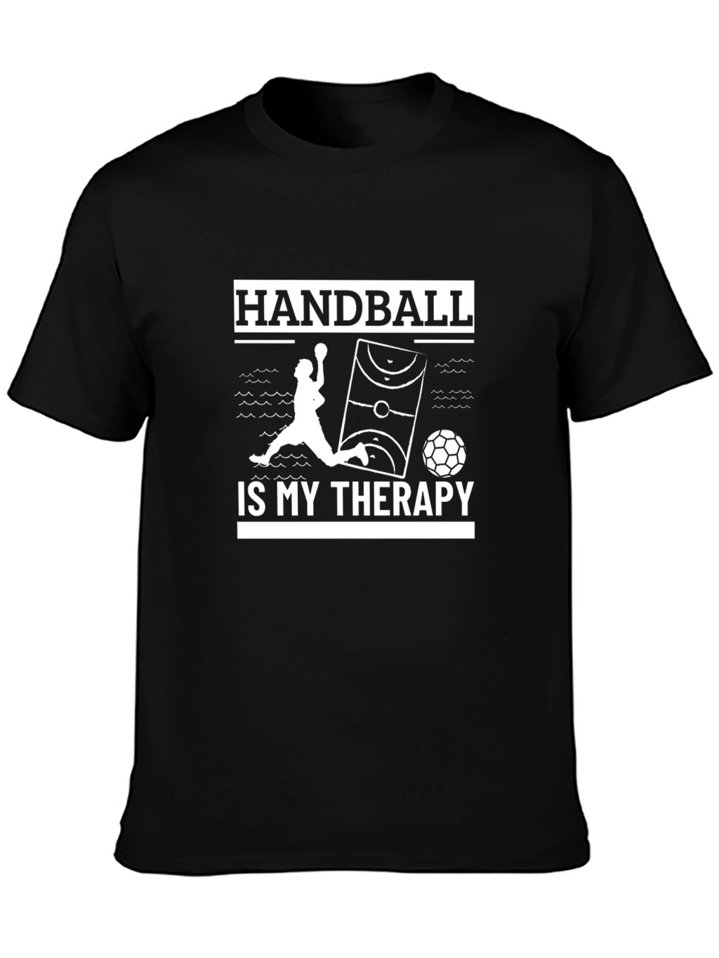 Handball Therapy T-Shirt - Black Cotton Graphic Tee