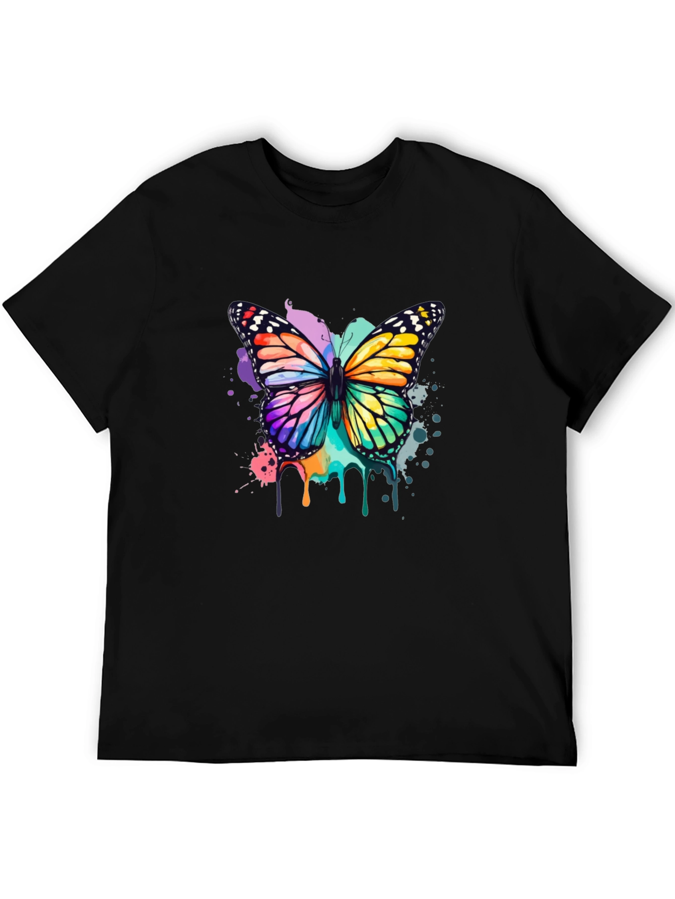 Butterfly Watercolor Graphic Tee - Black
