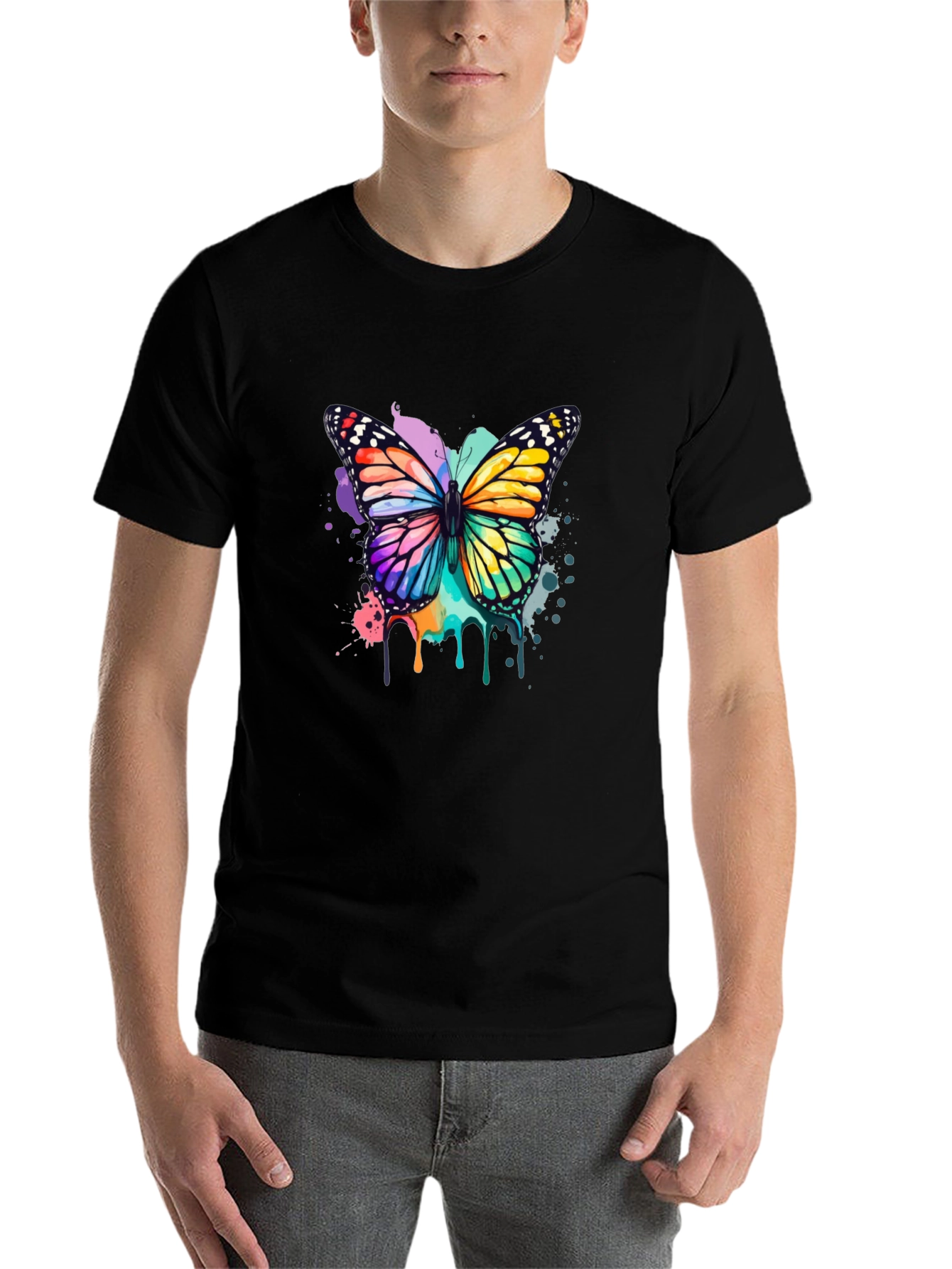 Butterfly Watercolor Graphic Tee - Black