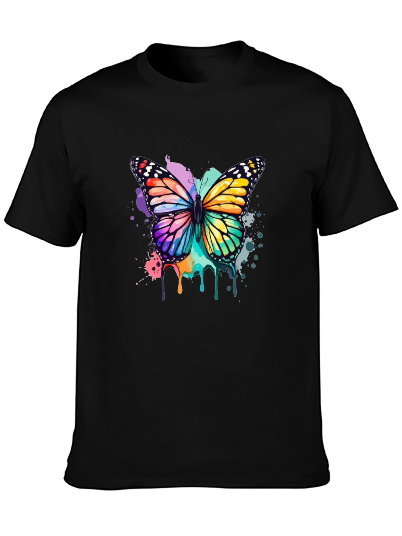 Butterfly Watercolor Graphic Tee - Black