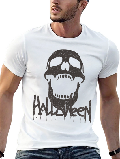 Halloween Skull Graphic Tee - Mens Black T-Shirt