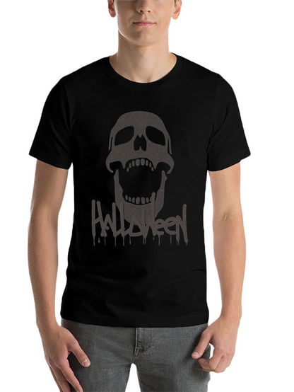 Halloween Skull Graphic Tee - Mens Black T-Shirt