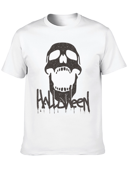 Halloween Skull Graphic Tee - Mens Black T-Shirt