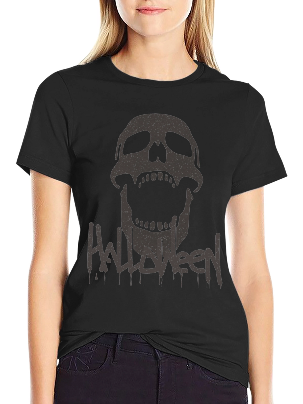 Halloween Skull Graphic Tee - Mens Black T-Shirt