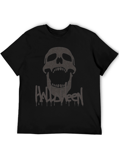 Halloween Skull Graphic Tee - Mens Black T-Shirt