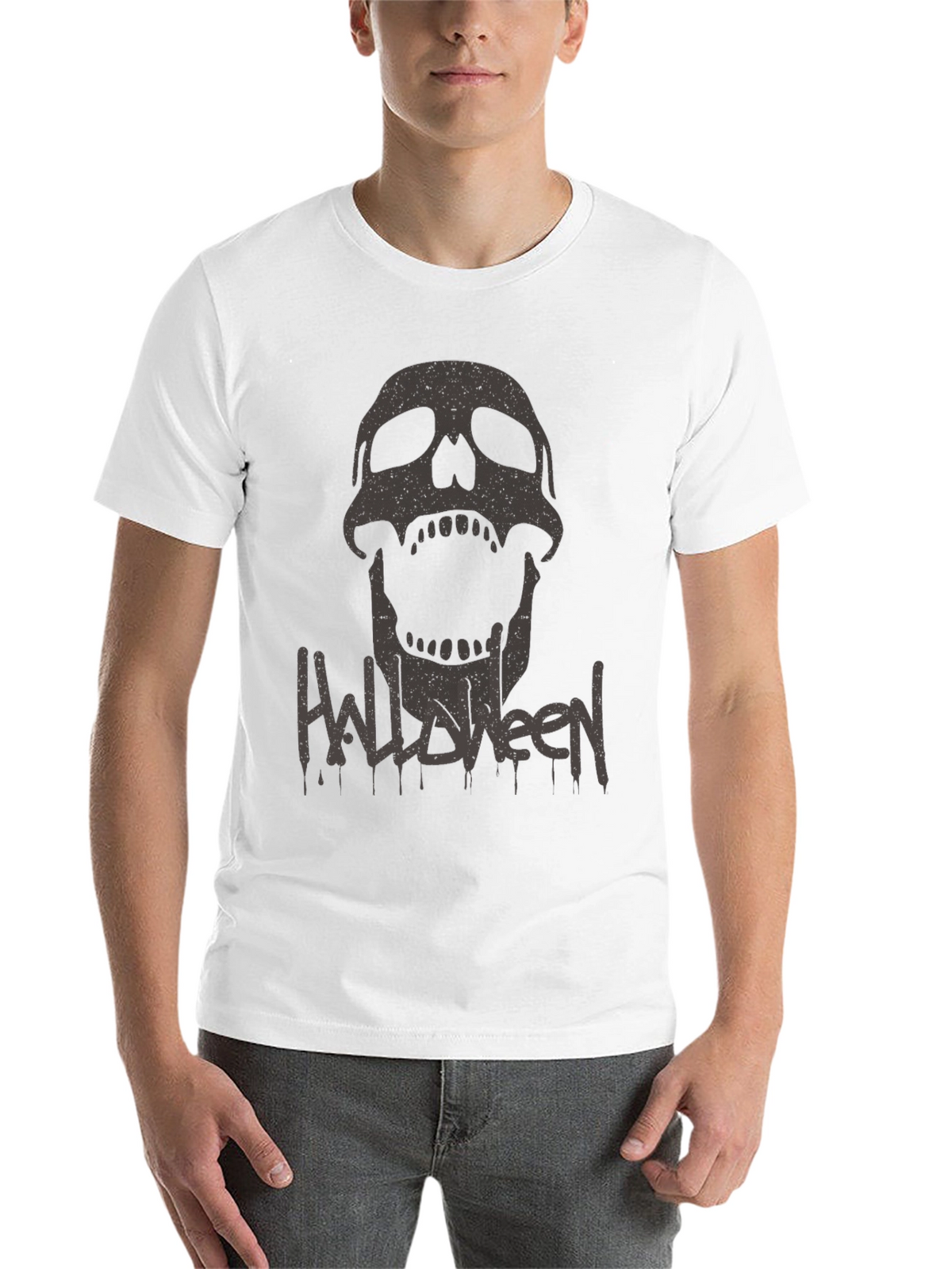 Halloween Skull Graphic Tee - Mens Black T-Shirt
