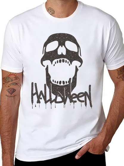 Halloween Skull Graphic Tee - Mens Black T-Shirt