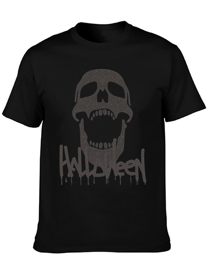 Halloween Skull Graphic Tee - Mens Black T-Shirt