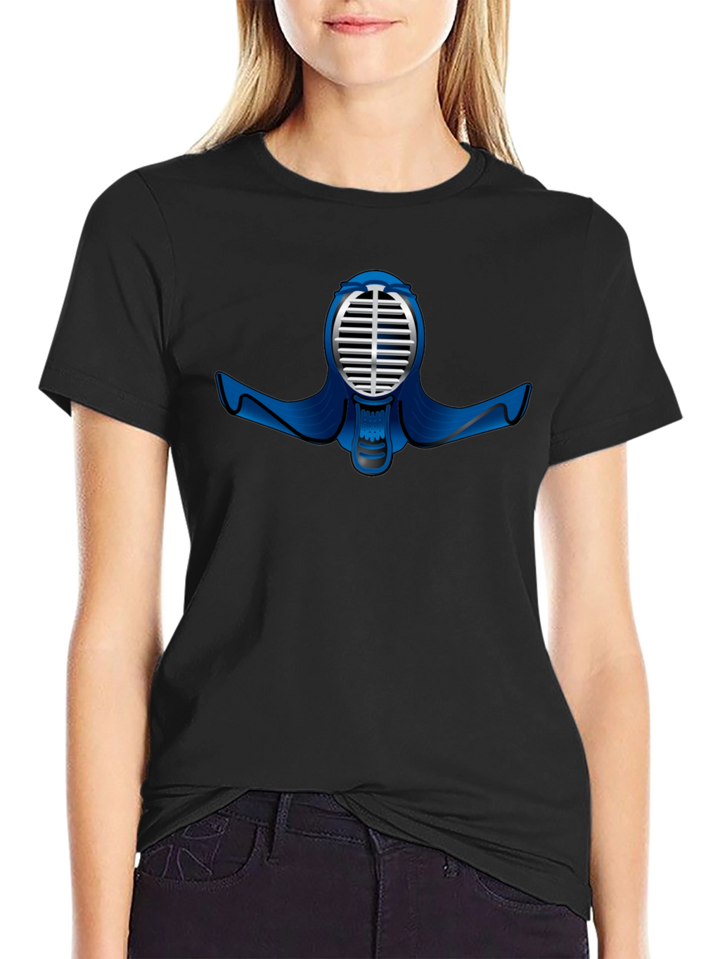 Black T-Shirt with Kendo Mask Design