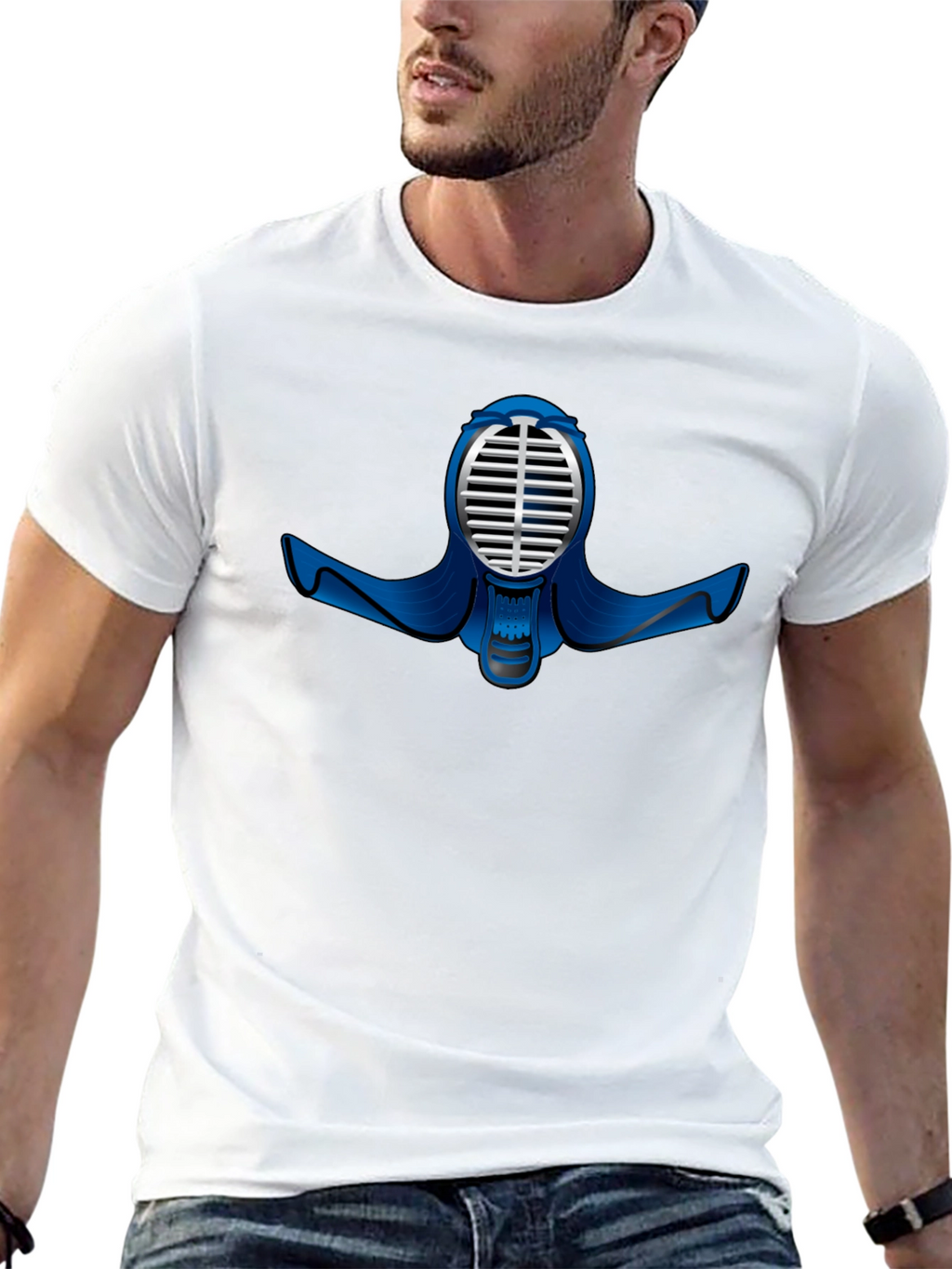 Black T-Shirt with Kendo Mask Design