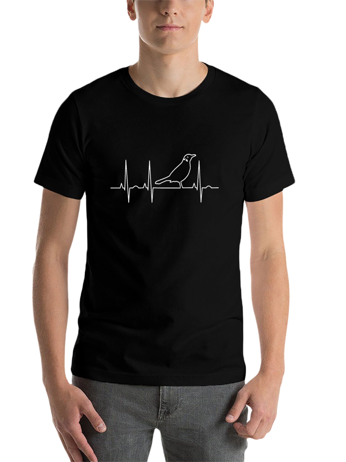 Bird Heartbeat Graphic Tee - Black