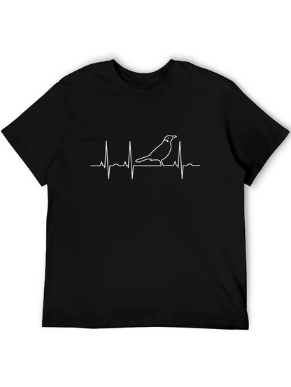 Bird Heartbeat Graphic Tee - Black
