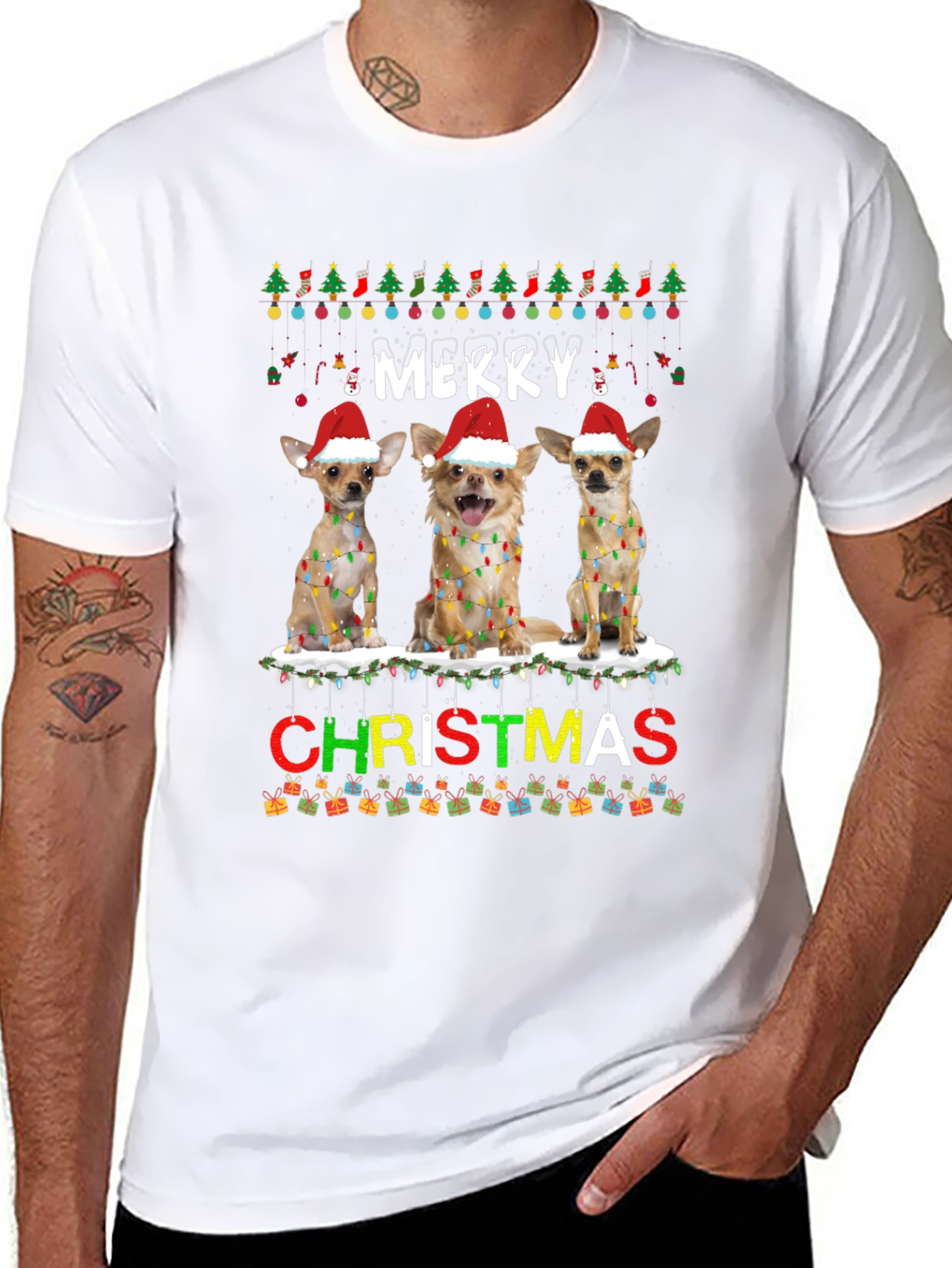 Merry Christmas Chihuahua Dog T-Shirt