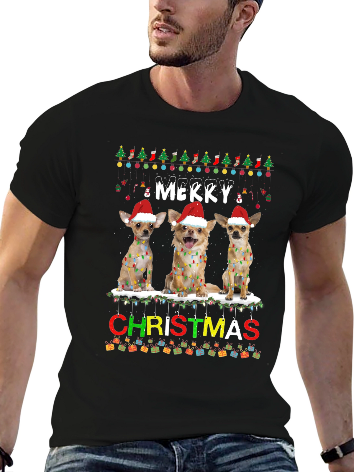 Merry Christmas Chihuahua Dog T-Shirt