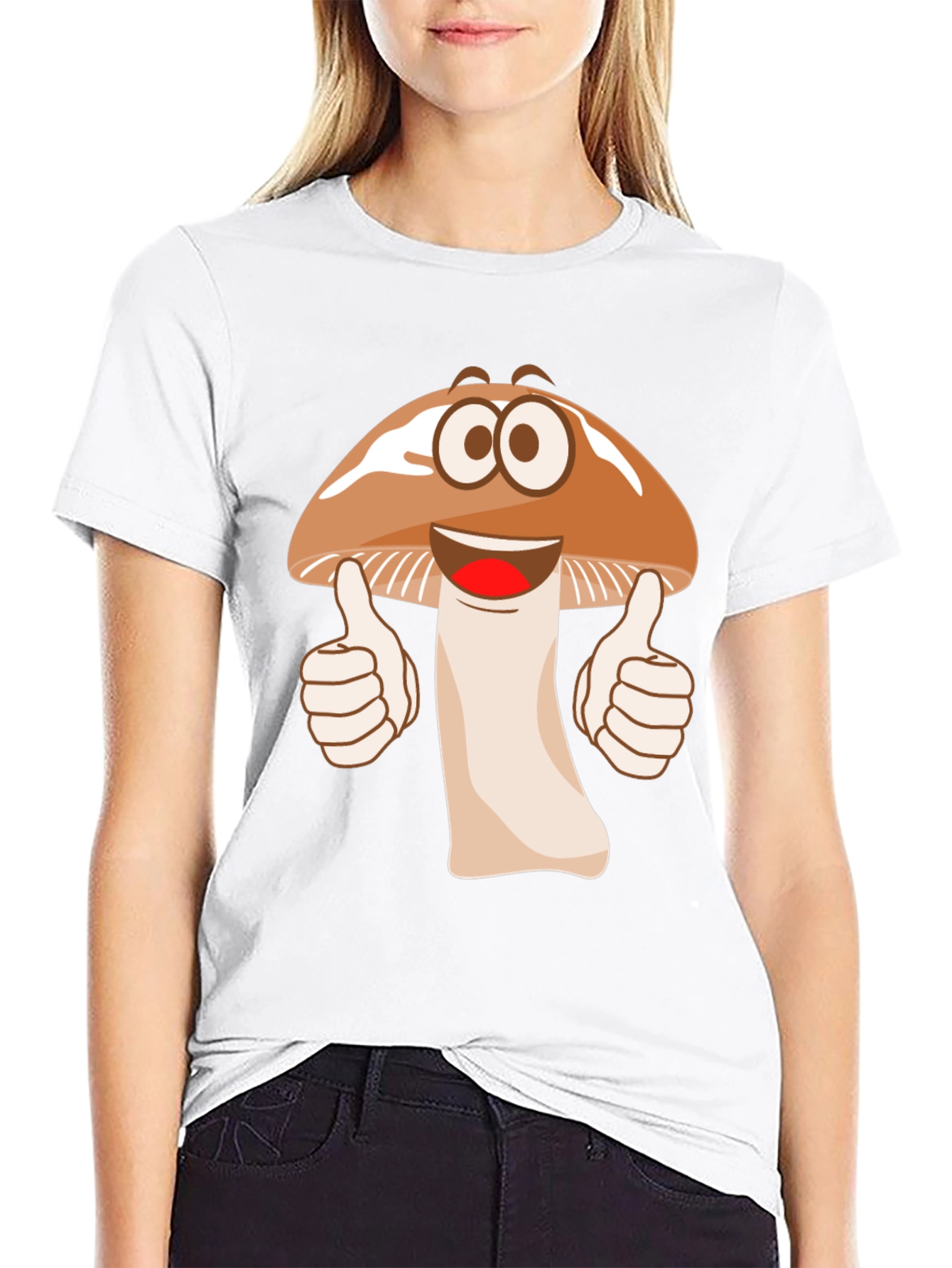 Funny Mushroom Cartoon Graphic T-Shirt