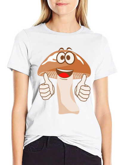 Funny Mushroom Cartoon Graphic T-Shirt
