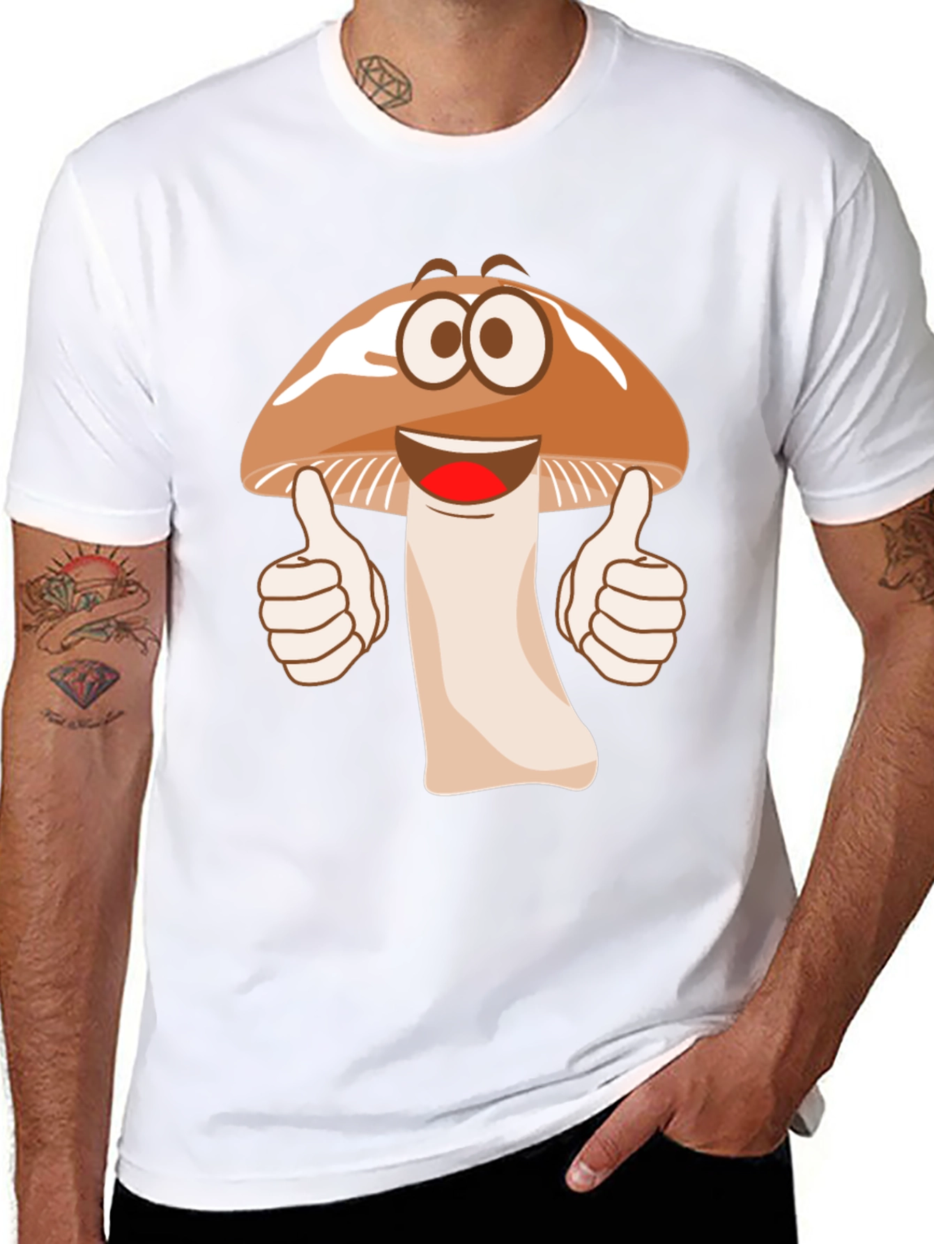 Funny Mushroom Cartoon Graphic T-Shirt