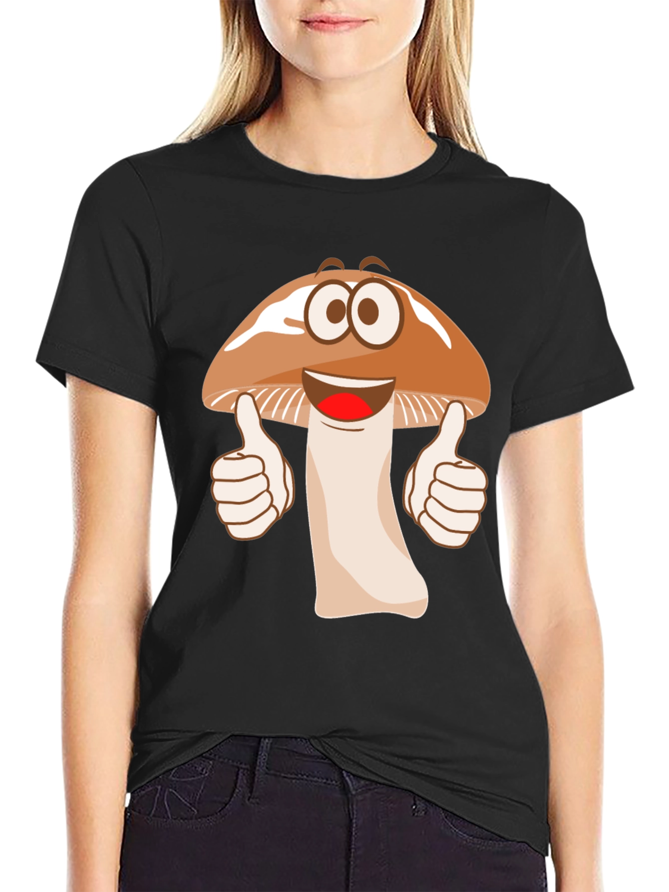 Funny Mushroom Cartoon Graphic T-Shirt