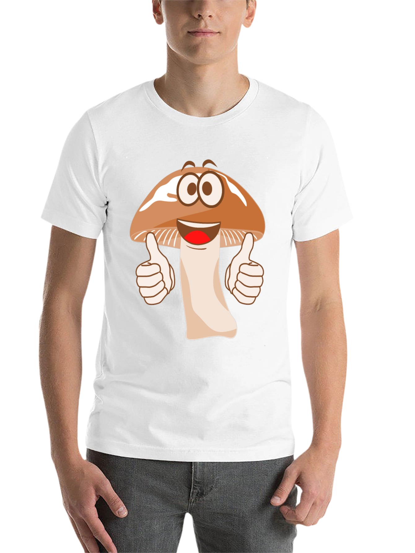 Funny Mushroom Cartoon Graphic T-Shirt