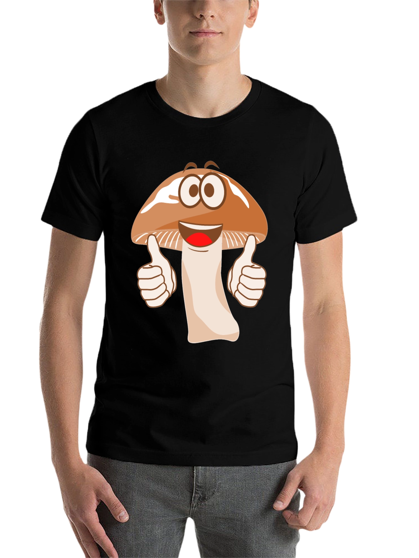 Funny Mushroom Cartoon Graphic T-Shirt