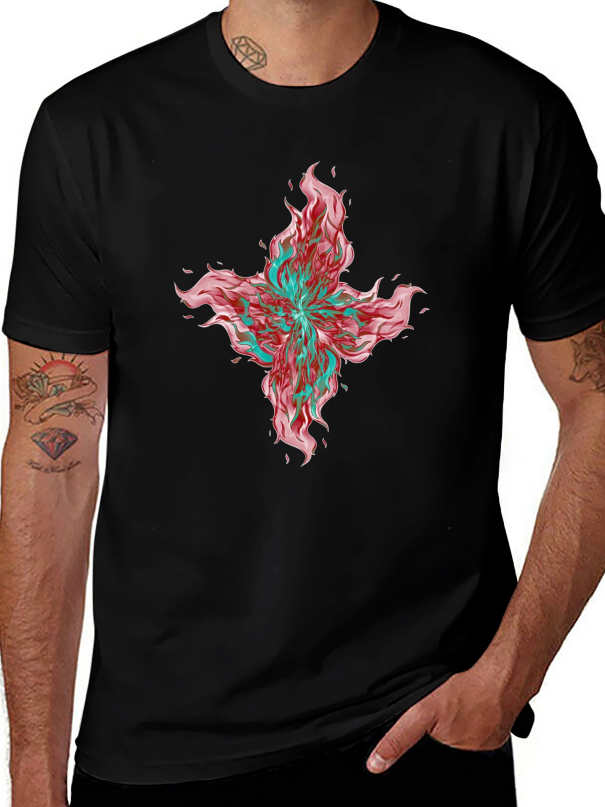 Graphic Print T-Shirt - Bold Floral Design