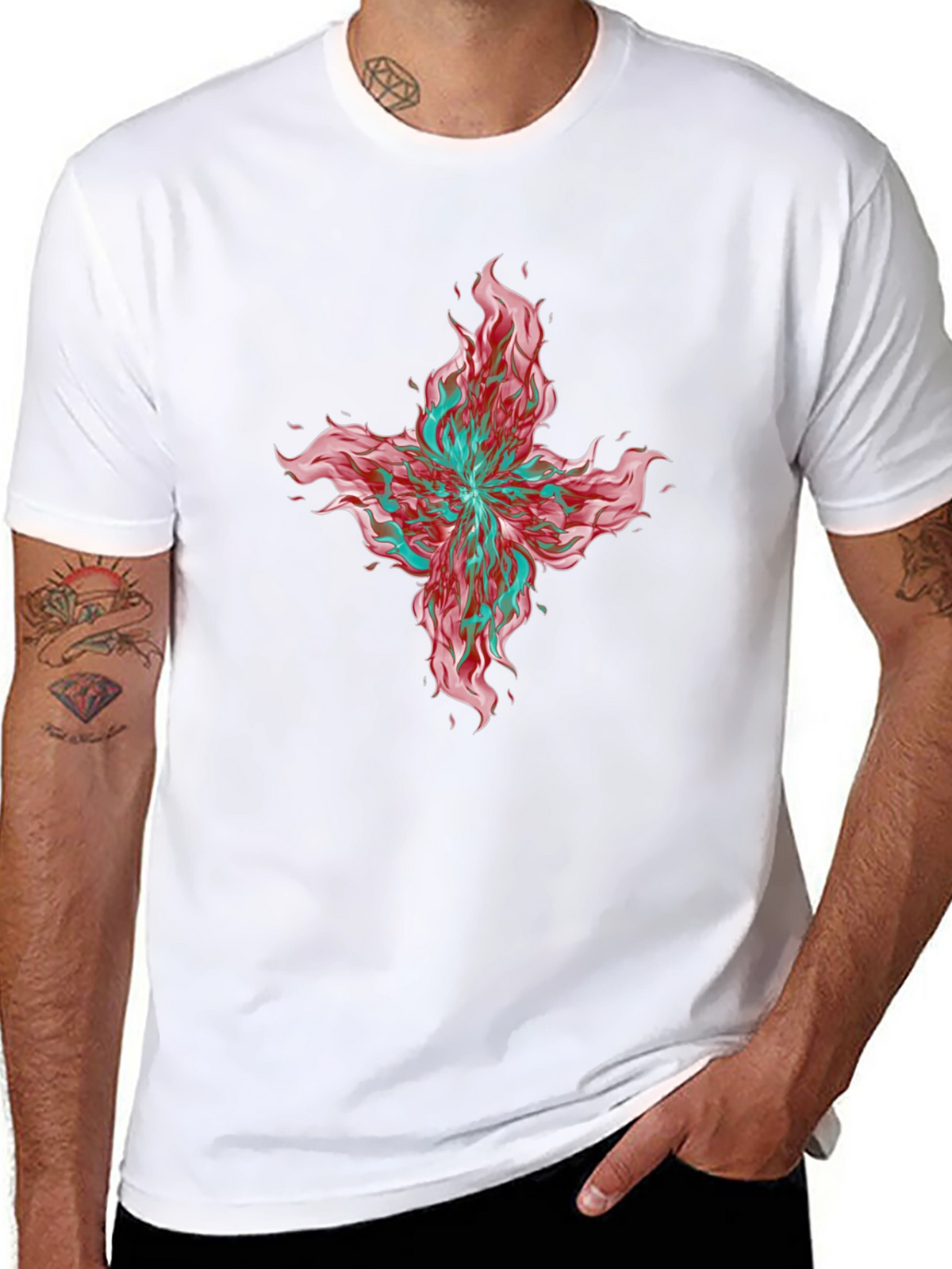 Graphic Print T-Shirt - Bold Floral Design