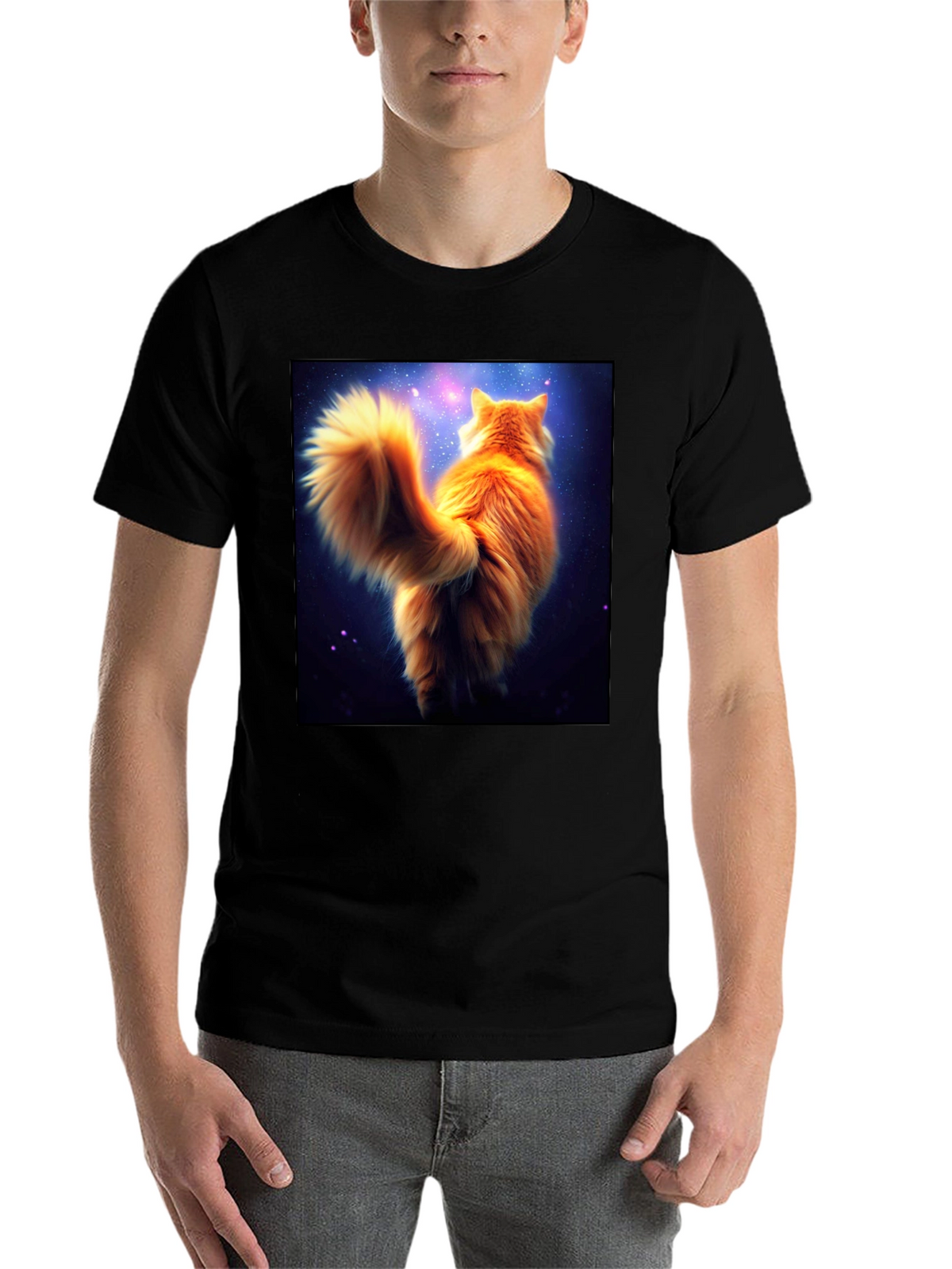 Galaxy Cat T-Shirt - Black Cotton Tee