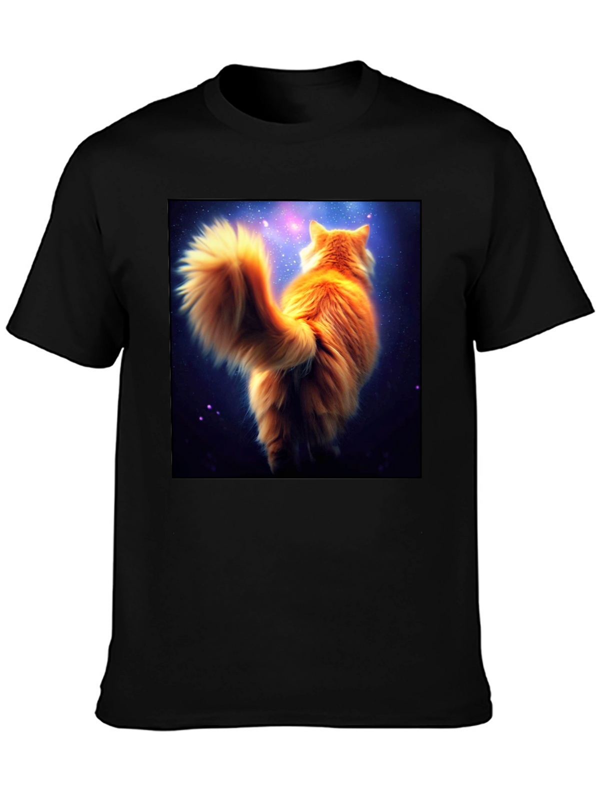 Galaxy Cat T-Shirt - Black Cotton Tee