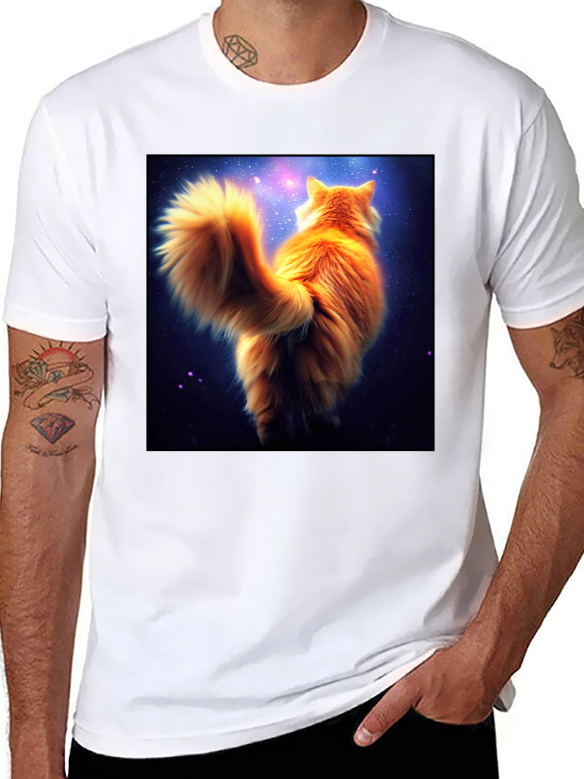 Galaxy Cat T-Shirt - Black Cotton Tee