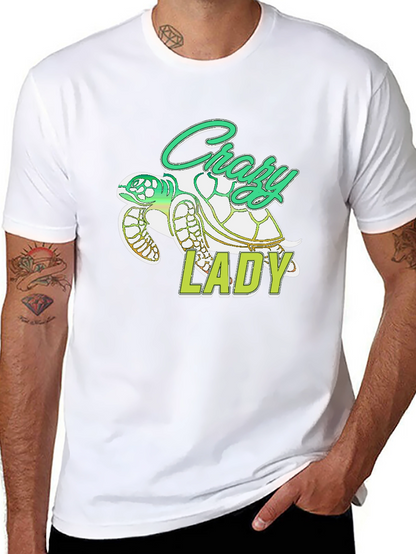 Crazy Lady Turtle T-Shirt - Black