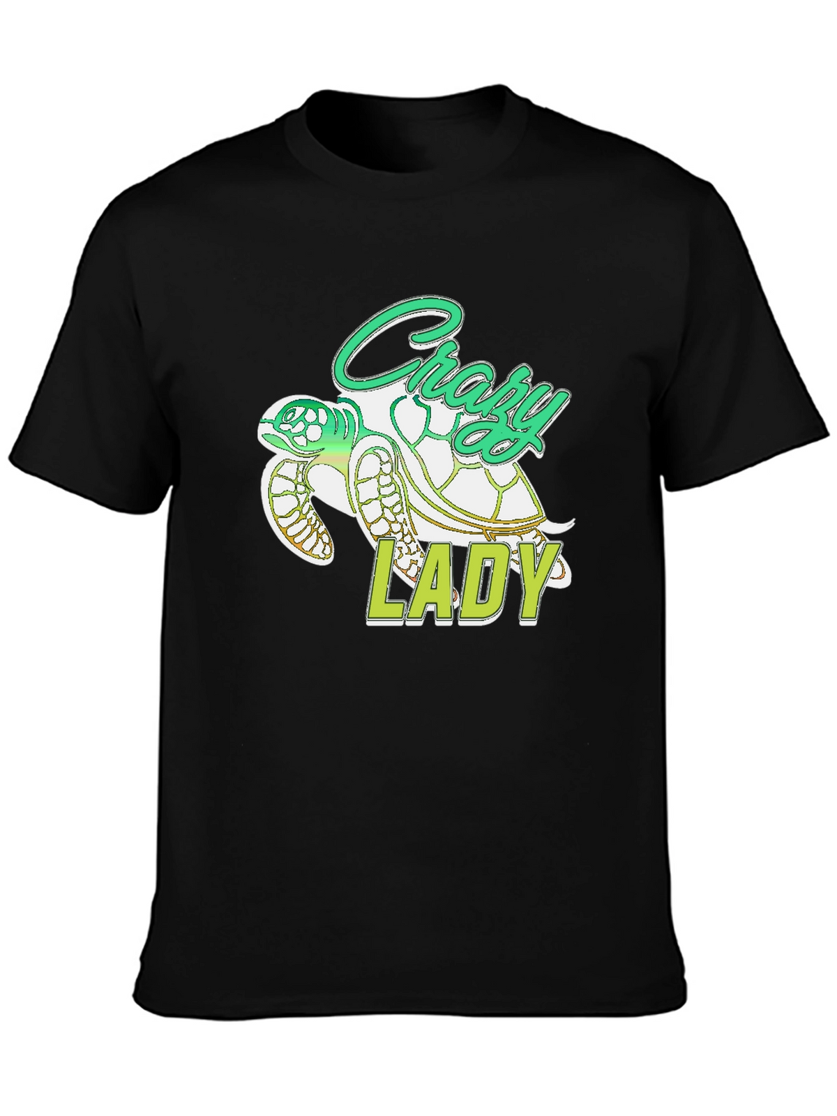 Crazy Lady Turtle T-Shirt - Black